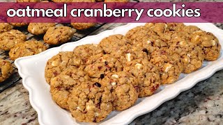 Oatmeal Cranberry Cookies loaded with PECANS and White Chocolate Chips! 🎁 Holiday Cookie! 🍪