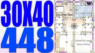 30x40 East facing house plan