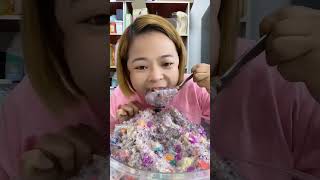 y14 eating soft ice with hard ice jewels❤️🤎🩵🧡💜#mukbang #ice #flakyice #onlybites #refrozenice #viral