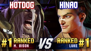 SF6 ▰ HOTDOG29 (#1 Ranked M.Bison) vs HINAO (#1 Ranked Luke) ▰ High Level Gameplay