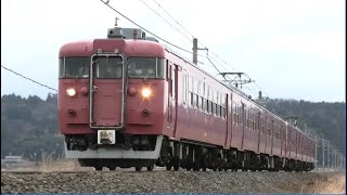 455系あり　6両に増結した七尾線の国鉄型車両