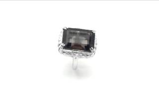 Johareez 14.17CTW Smoky Topaz \u0026 Blue Topaz .925 Sterling Silver Ring