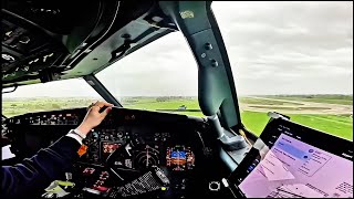 27kts Crosswind \u0026 Rain Landing on Boeing 737-800 Tarom Airlines Cockpit View for Takeoff \u0026 Flight