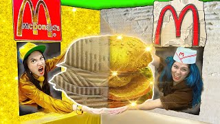 We Build a McDonalds At Home Out of Cardboard! Cheap & Expensive Food Fun Situations by Crafty Hacks