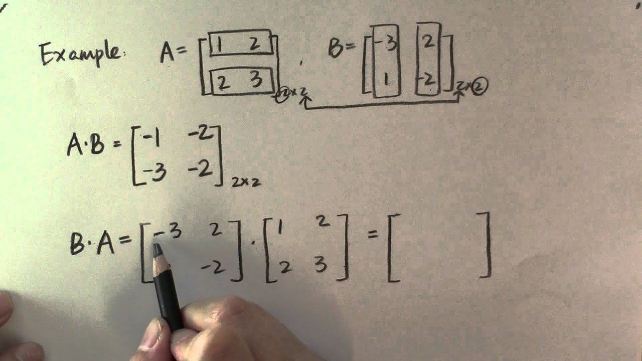 How To Multiply Two Matrices? Is AB = BA For Matrices? Example 1. - YouTube