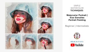 Eiza González | Watercolor Portrait Painting | Beginner tutorials | HELAL'S STUDIO