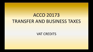 ACCO20173 - VAT Credits