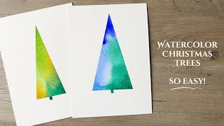 The EASIEST Watercolor Christmas Trees   No Drawing Required!