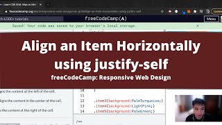 Align an Item Horizontally using justify self (CSS Grid) freeCodeCamp tutorial