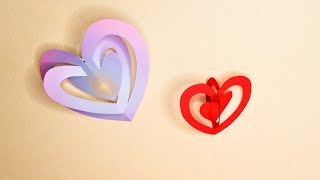 Daily challenge #010 /非常实用的一款悬挂立体爱心剪纸，一看就会 / hanging 3D love heart paper cutting / spiral love decor