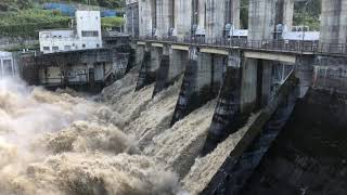 最上川 上郷ダム　放流　(台風19号)