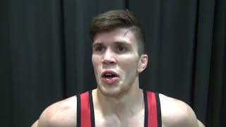 Sean Fausz (NC State) after round 1 win at 125 at 2018 NCAAs