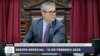 ▶ 2da. Parte 🇦🇷 SESIÓN ESPECIAL: 12 de febrero 2025 - FICHA LIMPIA | Diputados Argentina | COMPLETA