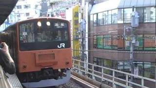 中央線201系Ｈ7編成　到着～発車