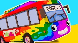 Bobby The Bus Changes Color! | Rainbow Paint Truck Wash | Gecko's Garage | Bus Videos For Kids