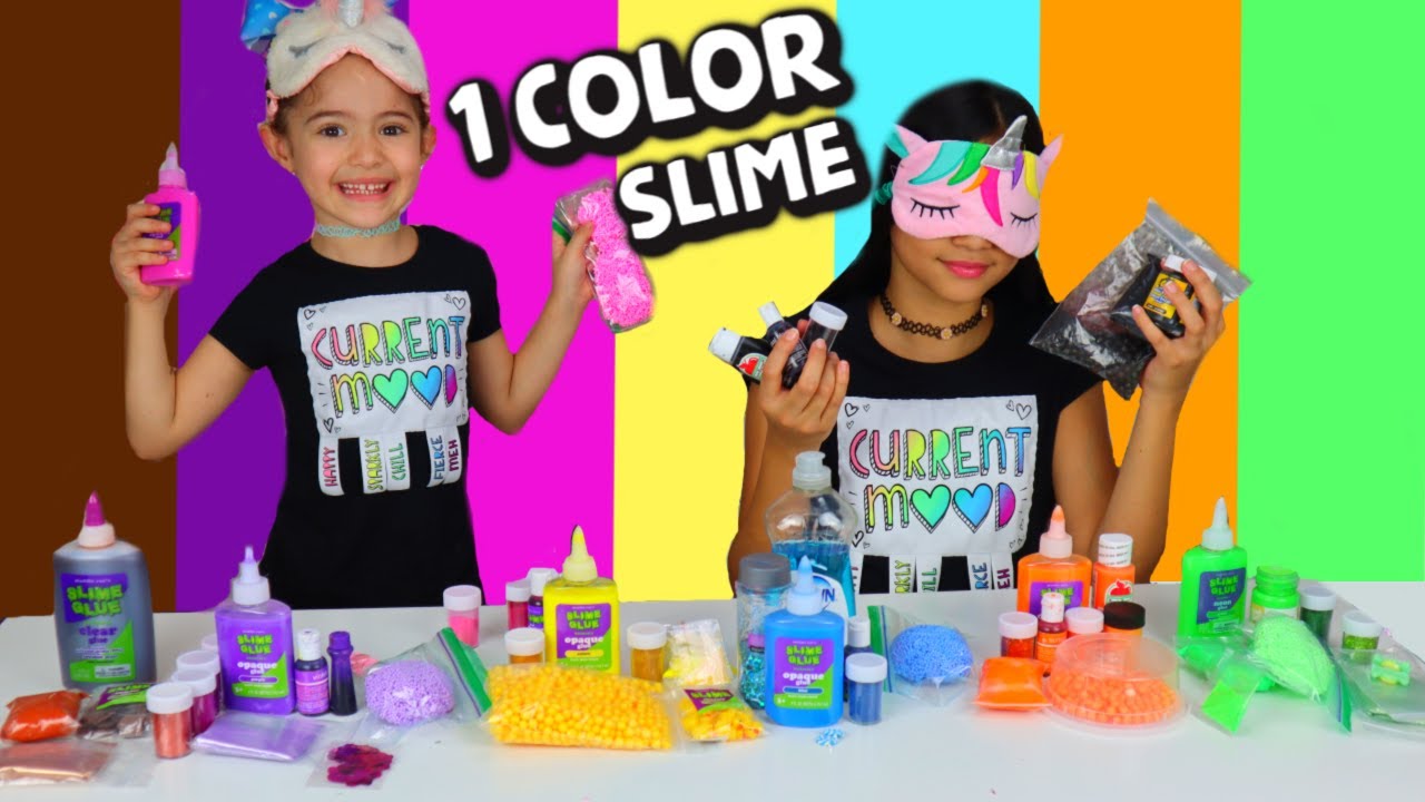 Making Slime With Only One Color Ingredients Slime Challenge - YouTube