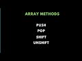 Array Methods  JS- Pop(), Push(), shift(), unshift() #arraymethods#push#pop#shift#unshift