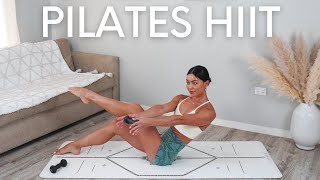 15 MIN FULL BODY PILATES HIIT || At-Home Workout With Weights (Warm Up & Cool Down Included)