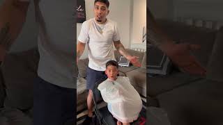 Mom catches dad giving son a haircut & son does this #shorts