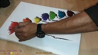 Simple Abstract Floral Painting Demo / Easy For Beginners# / Satisfying Art  / Abstract Flowers Pain
