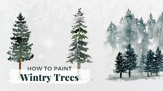 How To Paint Winter Trees - My mini watercolor practice for winter trees with snow and mist