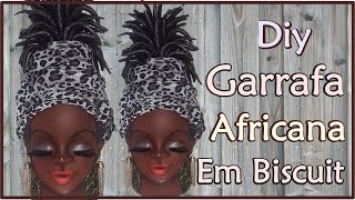 Artesanato com garrafa de vidro:  garrafa decorada em biscuit passo a passo, africana na garrafa