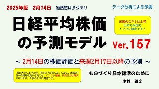 2月14日  インフレ確定  日経平均株価の予測モデルVer 157