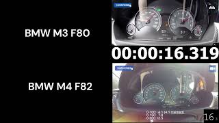 BMW M3 F80 vs. BMW M4 F82 0-260 km/h Battle