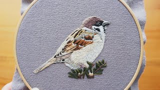 刺繍｜スズメ｜Hand embroidery｜Sparrow