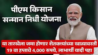 या तारखेला जमा होणार शेतकऱ्यांच्या खात्यावरती 19 वा हप्ताचे 4,000 रुपये,लाभार्थी यादी