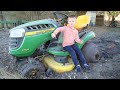 Our tractor is stuck | Playing in the mud with lawn mower | Tractors for kids