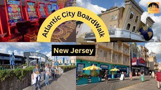 Atlantic city BoardWalk!! Caesars, Hard Rock Casino Virtual Walk in 4k
