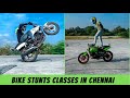 Learning bike stunts from professional stunt rider Kalaithamizhan