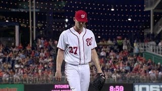 ATL@WSH: Strasburg strikes out eight over six frames