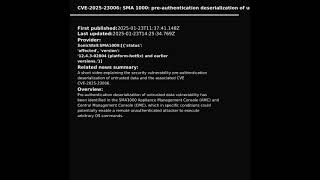 SMA 1000: pre-authentication deserialization of untrusted data (CVE-2025-23006)