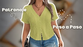 Patronaje de Blusa con botones ✂✂✂/ S-M-L-XL ( Mira que fácil )