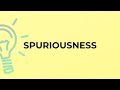 What is the meaning of the word SPURIOUSNESS?