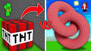 JJ vs Mikey : NOOB TNT Mikey vs CHEATER TNT JJ Build Battle in Minecraft ?! - Maizen JJ Mikey!