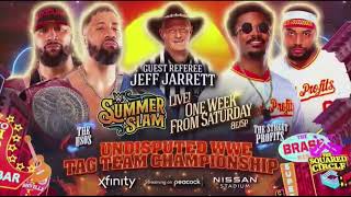 WWE Summerslam 2022 The Usos vs The Street Profits Official Match Card V2