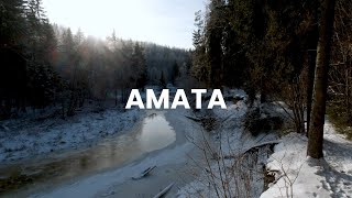 Winter hiking along Amata river (Latvia)