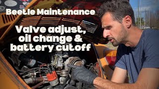 Quick VW Beetle maintenance: Valve adjustment, oil change \u0026 battery cutoff install