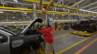 Drone Flythrough of F-150 Lightning production at Ford Rouge EV plant