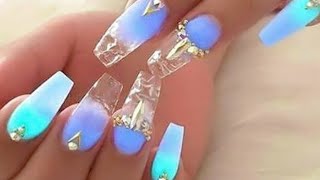 UÑAS ACRILICAS EFECTO HIELO/UÑAS QUE BRILLAN EN LA OSCURIDAD/ RECREANDO DISEÑO DE INSTAGRAM