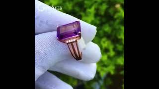 6ct Emerald Cut Amethyst Sapphire Engagement Ring