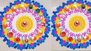 Simple Flower Rangoli Easy Designs Rangoli Festival Rangoli Use  Bangle #rangoli #art #rangolidesign