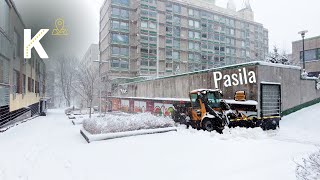 Snowstorm Walk in Helsinki ❄️ Exploring streets of Pasila