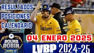 Triunfo de Cardenales y Navegantes LVBP Round Robin resultados posiciones calendario 04 enero 2025