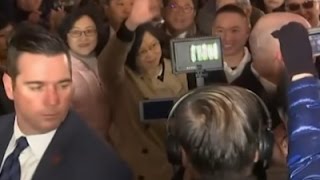 Raw: Taiwan Leader Makes Brief Stop in Houston