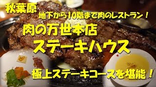 秋葉原【肉の万世】本店ステーキハウスでコースを堪能！Beef Steak Course of Steak House MANSEI from Akihabara.【飯動画】