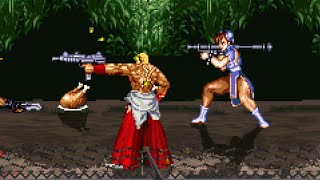 【Hack】ギース様と春麗が、ロケランとマシンガンをぶっ放します。ベアナックル2 -  Streets of Rage2 Hack Geese Chun-Li weapon attack play